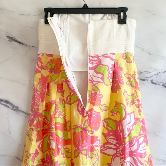 Lilly Pulitzer Betsey Strapless Dress Basketweave Bodice Size 2 Starfuit - Picture 8 of 8